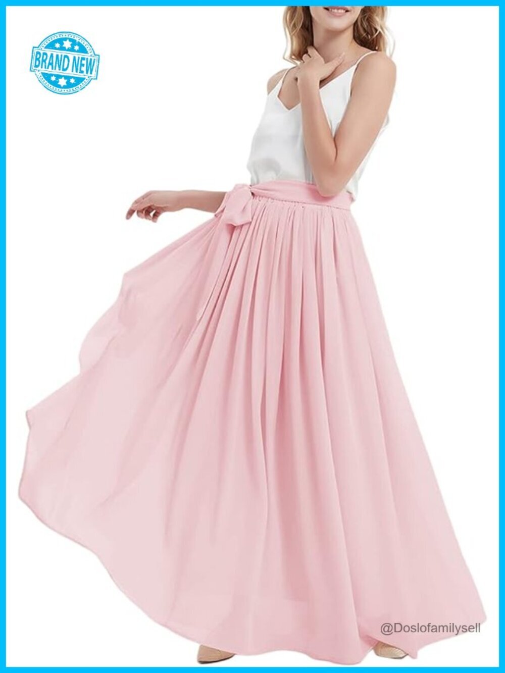 Maxi Long Chiffon Bridesmaid Skirt High Waist Floor Length Pleated Summer Beach